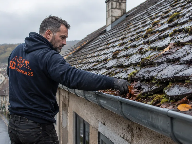 Artisan appliquant un traitement hydrofuge sur une toiture après nettoyage à Besançon